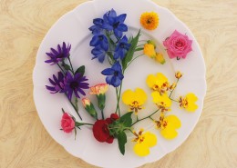 Art Photography of Decorating Plates with Flower Ribbons picture
